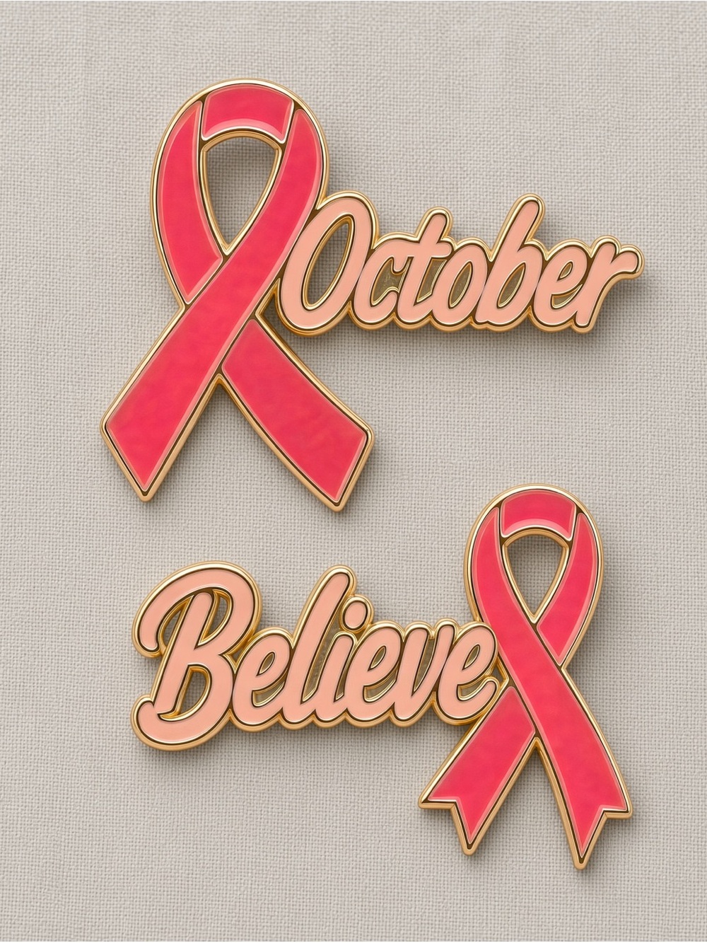 Breast Cancer Awareness golden pin brooches